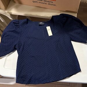 🌞❤️Anthropologie Maeve Midnight Blue Textured Top